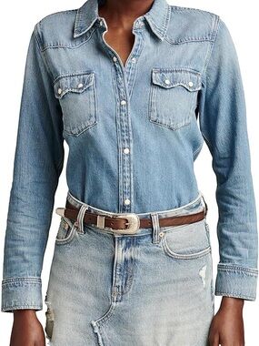 Lucky Brand | Button Front Denim Western Jean Collar Shirt